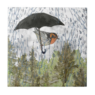 Carreau Paruline noire Oiseau Rainy Carrelage en céramique
