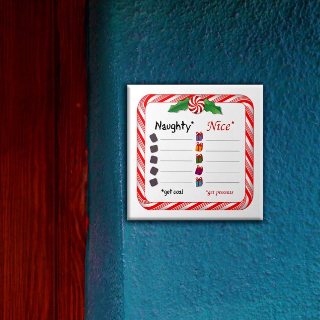 Carreau Pas si subtil Naughty ou Nice (Not so Subtle Naughty or Nice Ceramic Tile.)