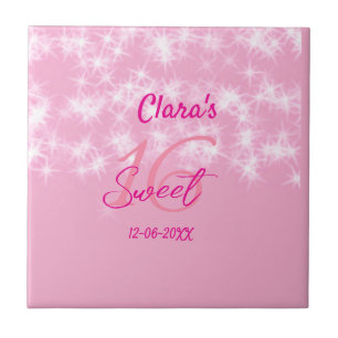 Carreau Pastel bébé rose doux 16 anniversaire ajouter nom