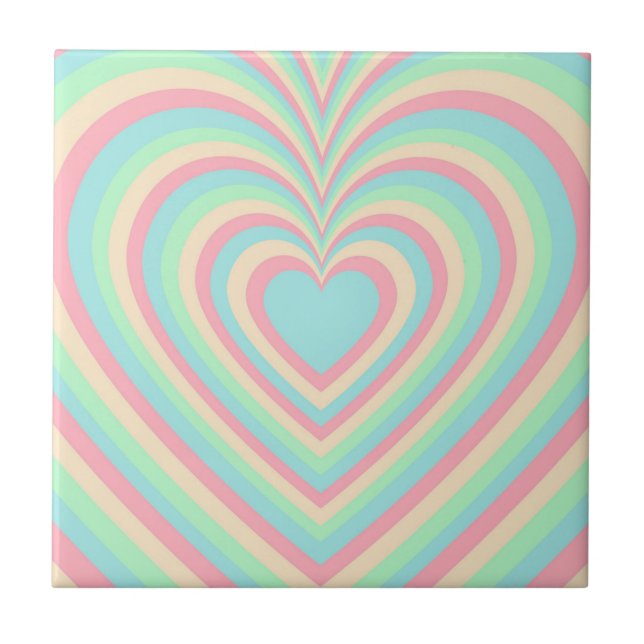 Carreau Pastel Blue Rainbow Hypnotic Heart Lot Motif (Devant)