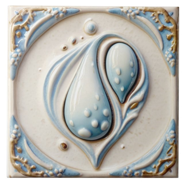 Carreau Pastel Blue & White Water Drops Carrelage salle de (Devant)