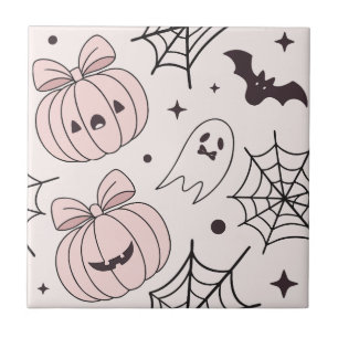 Carreau Pastel Pink Halloween Motif sans couture (5)