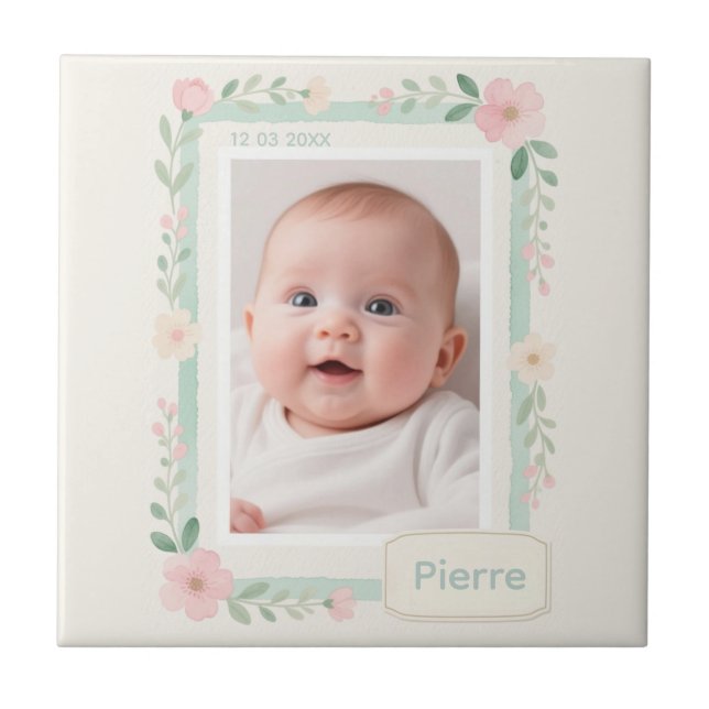 Carreau Pastel Watercolor Floral Empty Photo Frame (Devant)