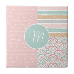 Carreau Patchwork Hearts Rainbows - Monogram Carrelage cér