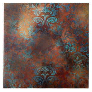 Carreau Patina de cuivre dépoli Damas