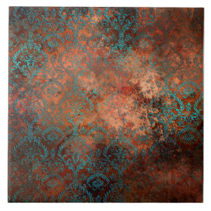 Carreau Patina de cuivre dépoli Damas