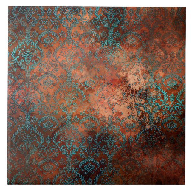 Carreau Patina de cuivre dépoli Damas (Devant)