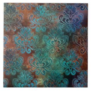 Carreau Patina de cuivre dépoli Damas