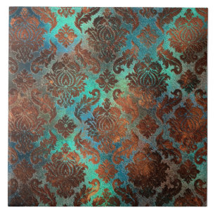 Carreau Patina de cuivre dépoli Damas