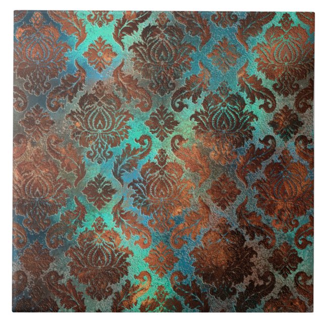 Carreau Patina de cuivre dépoli Damas (Devant)