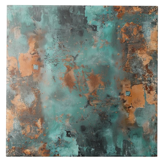 Carreau Patina de cuivre métallique rustique (Devant)