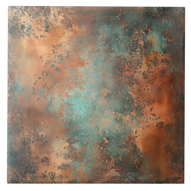 Carreau Patina de cuivre métallique rustique (Devant)