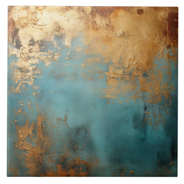 Carreau Patina de cuivre métallique rustique (Devant)