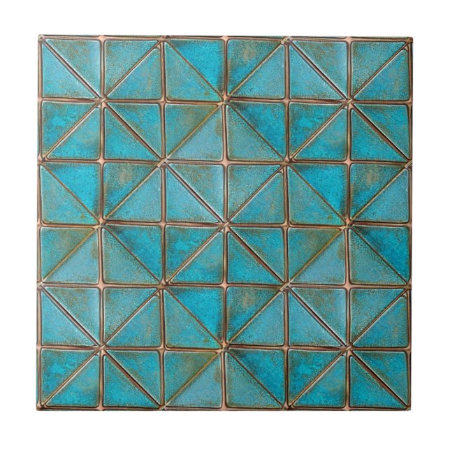 Carreau Patina en faux-cuivre turquoise texture X-motif âg (Devant)