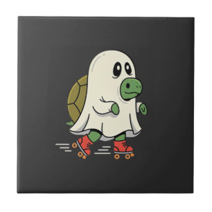 Carreau Patins à roulettes Tortue Fantôme Design Halloween