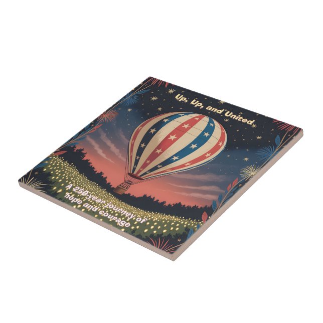 Carreau Patriotic Hot Air Balloon USA 1776–2026 Fireworks (Côté)