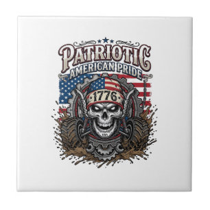 Carreau Patriotique 1776 Hors Route Crâne Monster Truck Lo