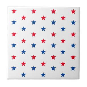 Carreau Patriotique rouge blanc bleu étoiles motif 4 juill
