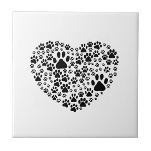 Carreau Patrouilles de chien, sentiers, Paw-prints, Coeur 