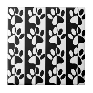 Carreau Patrouilles Et Rayures De Chien Noir Et Blanc