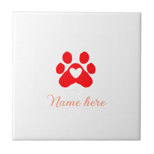 Carreau Patte de chien cœur rouge animal familier ajouter