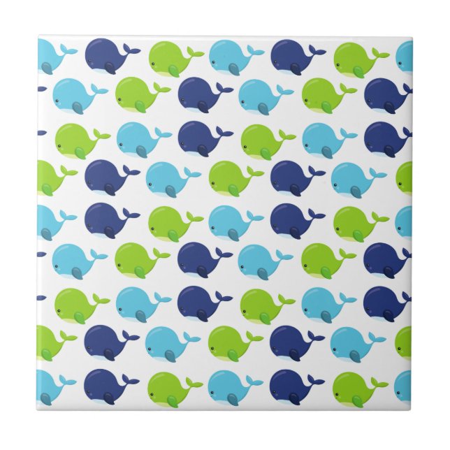Carreau Pattern of Whales, Cute Whales, Sea Animals (Devant)