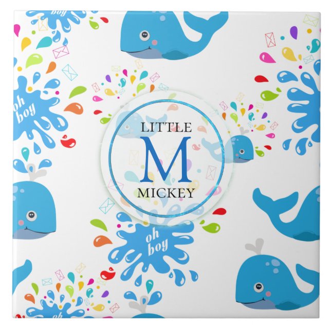 Carreau Patterson monogram bleu de Whale (Devant)