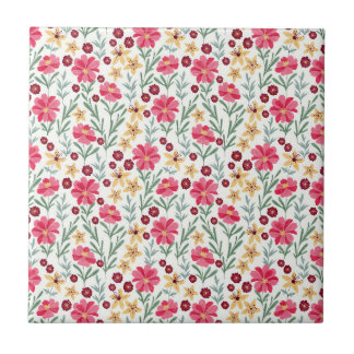 Carreau Patty rose et jaune Vintage motif floral