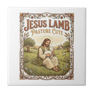 Carreau Pâturage de Jésus agneau Mignon Pâturage de Jésus