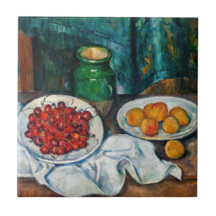 Carreau Paul Cezanne - La vie morte avec les cerises et le