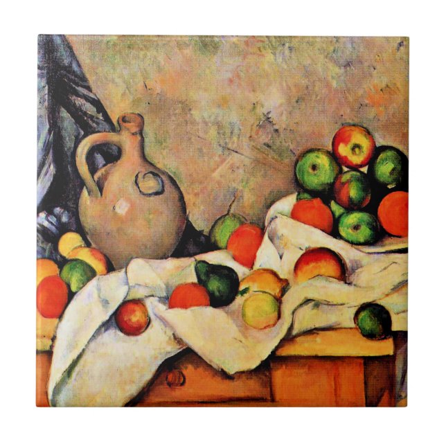 Carreau Paul Cezanne peinture, Rideau, Jug et Fruit (Devant)