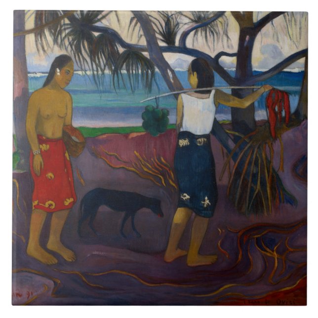 Carreau Paul Gauguin | sous le Pandanus, 1891 (huile sur (Devant)