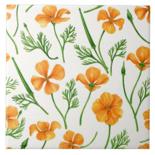 Carreau Pavot de Californie, fleurs d'été, orange wil