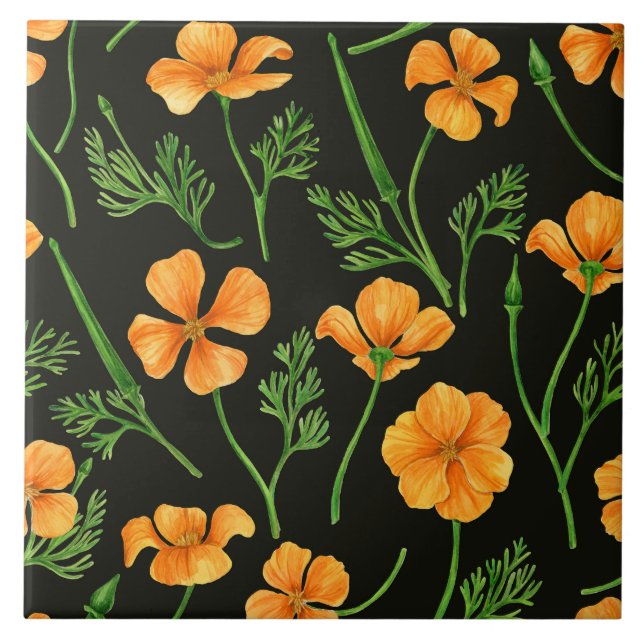 Carreau Pavot de Californie, fleurs d'été, orange wil (Devant)