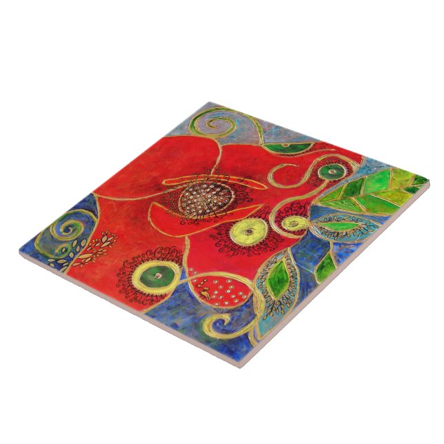 Carreau "Pavot" (peinture) (Côté)