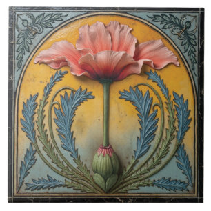Carreau Pavot rose au coucher du soleil