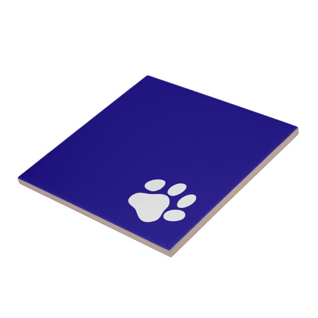 Carreau Paw blanc sur bleu (Côté)