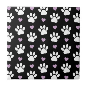 Carreau Paw Motif, Chien Paws, White Paws, Lilac Hearts