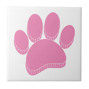 Carreau Pawprint chien rose main dessinée sur mesure