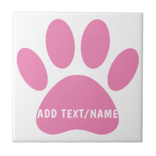 Carreau Pawprint de chien rose personnalisée