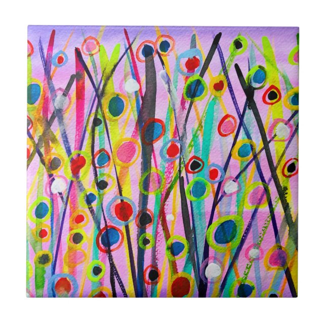 Carreau paysage d'art abstrait aquarelle coloré (Devant)