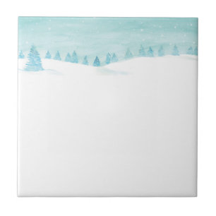 Carreau Paysage De Forêt D'Hiver Neige Avec Des Épinettes