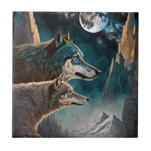 Carreau Paysage de l'Imaginaire de la Pleine lune des loup