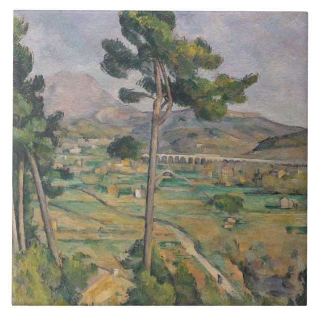 Carreau Paysage de Paul Cezanne | avec le viaduc (Devant)