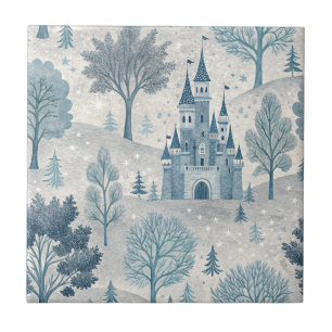 Carreau Paysage du château d'hiver en bleu et gris