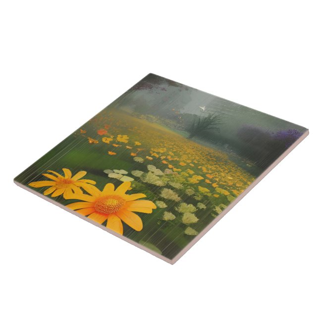 Carreau Paysage Fleurs Jaunes (Côté)