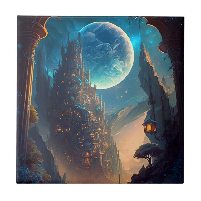 Carreau Paysage futuriste du château d'Imaginaire (Devant)