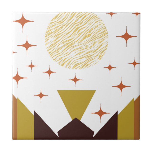 Carreau Paysage géométrique du milieu du siècle (Devant)