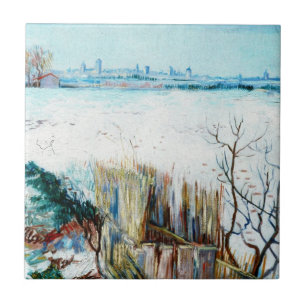 Carreau Paysage neigeux avec Arles par Vincent van Gogh