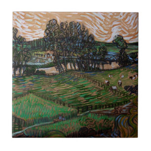 Carreau Paysage, Pont sur l'Oise par Vincent van Gogh